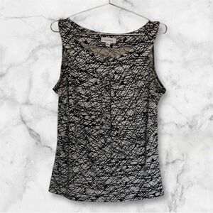 Calvin Klein Women’s Black and White Abstract Tank Top Size L